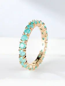 Elegant Women's Single Row Cubic Zirconia Ring, Sparkling Zircon Inlay, High-End Casual Jewelry Gift, Versatile Party Accessory, Copper Chain Design, Elegant Everyday Ring, Beautiful Rings