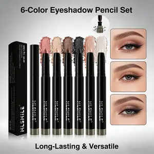 6 Piece Glitter Eye Crayon Set, Multi Stick for Eyes Cheeks & Highlight, Blendable Shimmery Shadow Pencils, On-The-Go Makeup Essentials