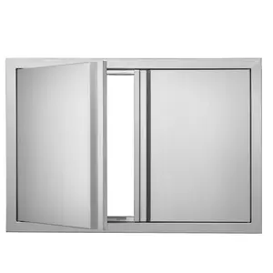 Stainless Steel Outdoor Kitchen Access Door, 30W x 21H Inches, Double Door Flush Mount, Wall Mounted Vertical Door with Recessed Handles, Ideal for BBQ Island, Grilling Station, Outdoor Cabinet and Island
