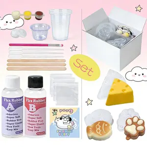 DIY Taba Squishy Kit Set Liquid Gel, Liquid Silicone Squishy Making Kit Perfect Kawaii Taba Squishy Cat Paw Cartoon Characters