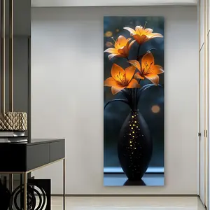 Flower Pattern Unframed Painting, 1 Count Canvas Wall Art without Frame, Wall Decor for Home Living Room Bedroom Study Room, Ornaments