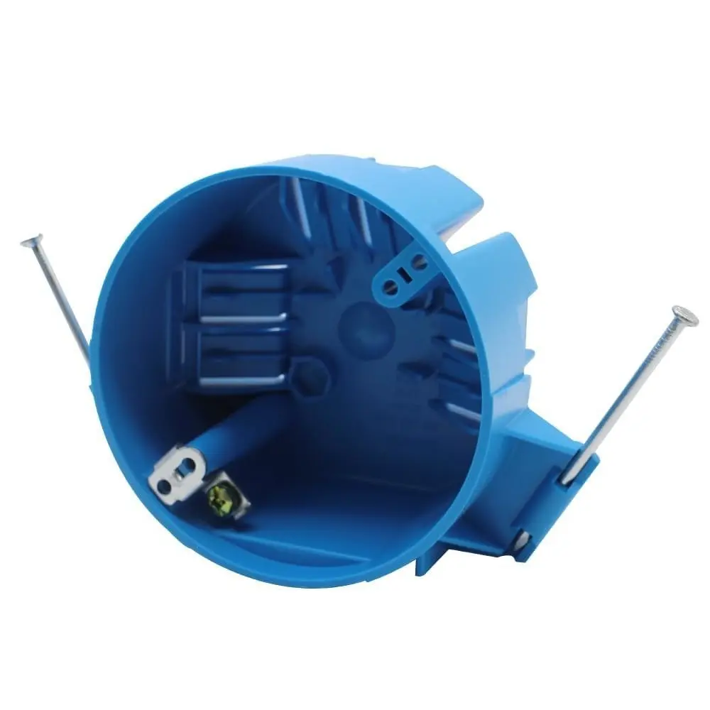 1 Gang PVC Round Ceiling Electrical Box, 4 in Dia, 1 Pack | Features 4" Dia with Grounding Lug and Screw; New Work 20 cu in Box; ETL.
