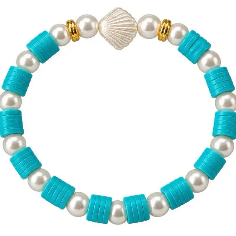 Handmade Turquoise Seashell Pearl Bracelet | Beachy Summer Jewelry
