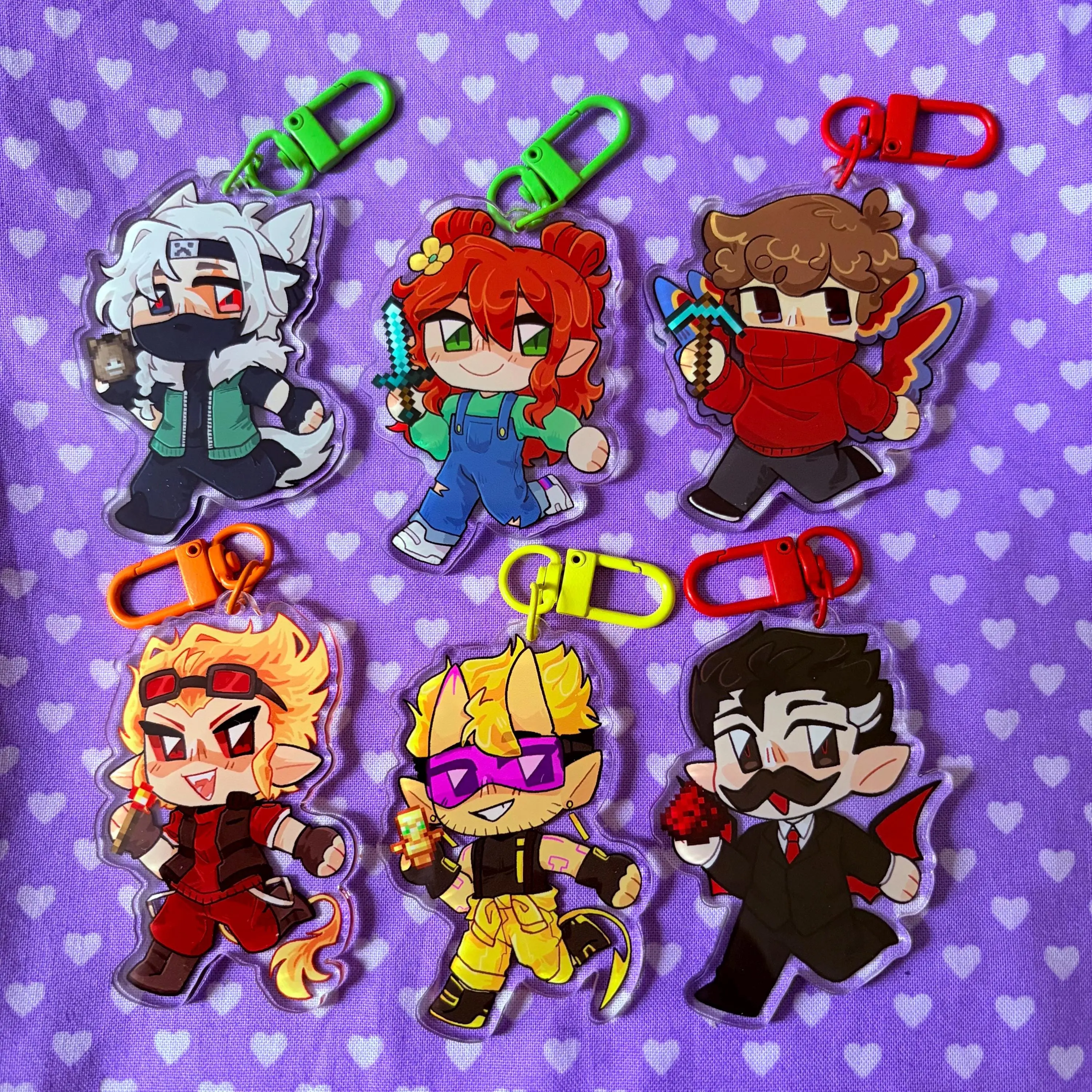 Hermitcraft Hermit Acrylic Keychains, Unstable Universe Keychains