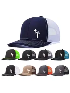 2pcs/1pc Unisex Graphic Trucker Hat Cross Printing Mesh Baseball Cap Richardson Slightly Curved Brim Baseball Cap Adjustable Dad Hats Outdoor Mesh Breathable Sun Hat Gift for Men Women Statement Cap