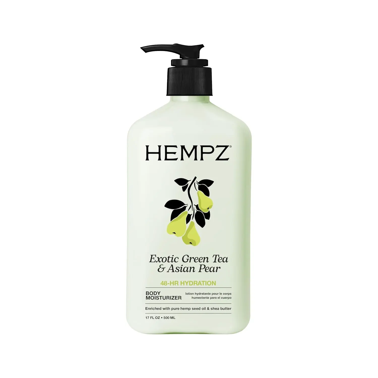 Hempz Exotic Green Tea & Asian Pear Moisturizing Body Lotion - 17 Fl Oz | Green Tea Antioxidants, Pear Extract, Hemp Seed Oil for Dry Skin, 48-Hour Hydration, Vegan & Cruelty-Free, Paraben-Free