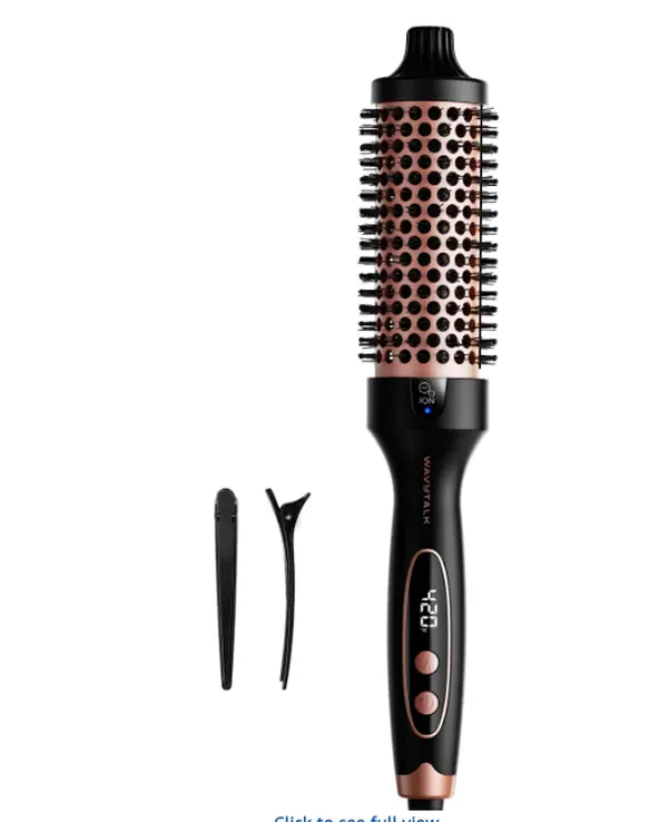 Wavytalk Thermal Brush Blowout Boost 1.5″ Heat Round Brush for Blowout Look Negative Ion Technology, Tourmaline Ceramic, 5 Temperature Settings Dual Voltage, Less Damage, Rose Gold