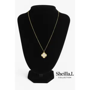 18k gold White Clover Necklace