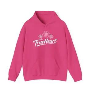 TrueHeart script with roses Hoodie | Valentine floral heart design