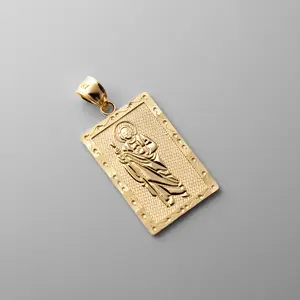 14K Gold St. Jude Thaddeus Plate Pendant - Model 1149