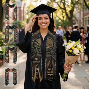 Personalized Mexican Graduation Stole 2026, Mexican Flag Graduation Sash, Mexico Pattern Stole, Custom Name & School