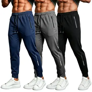 3-Pack Men’s Stretch Joggers – Cuffed athleisure pants for active wear | Lightweight, breathable gym outfits; spring/summer fashion; solid-color sports pants; men’s clothing, male clothes, cuffed sweatpants, summer vibes