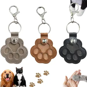 Cute Pet Fur Memory Charm, Cute Leather Paw Keychain Pet Hair Keepsake Keyring, Unique Memorial Collection Key Chain, Pet Memorial Gifts for Bag Purse Paw Charm Key Holder(White,Brown)