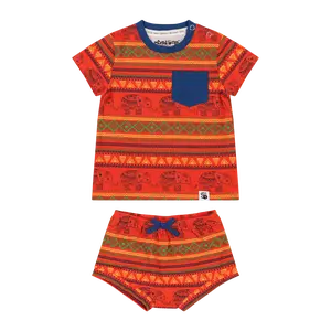 Suave Baby Tee & Bloomer Shorts Set – Jacquard-Inspired Stripe Baby Outfit