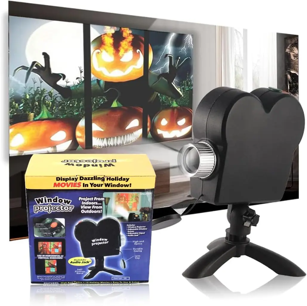 Halloween Window Projector, 12 Mini Movies Outdoor Garden Decoration Party