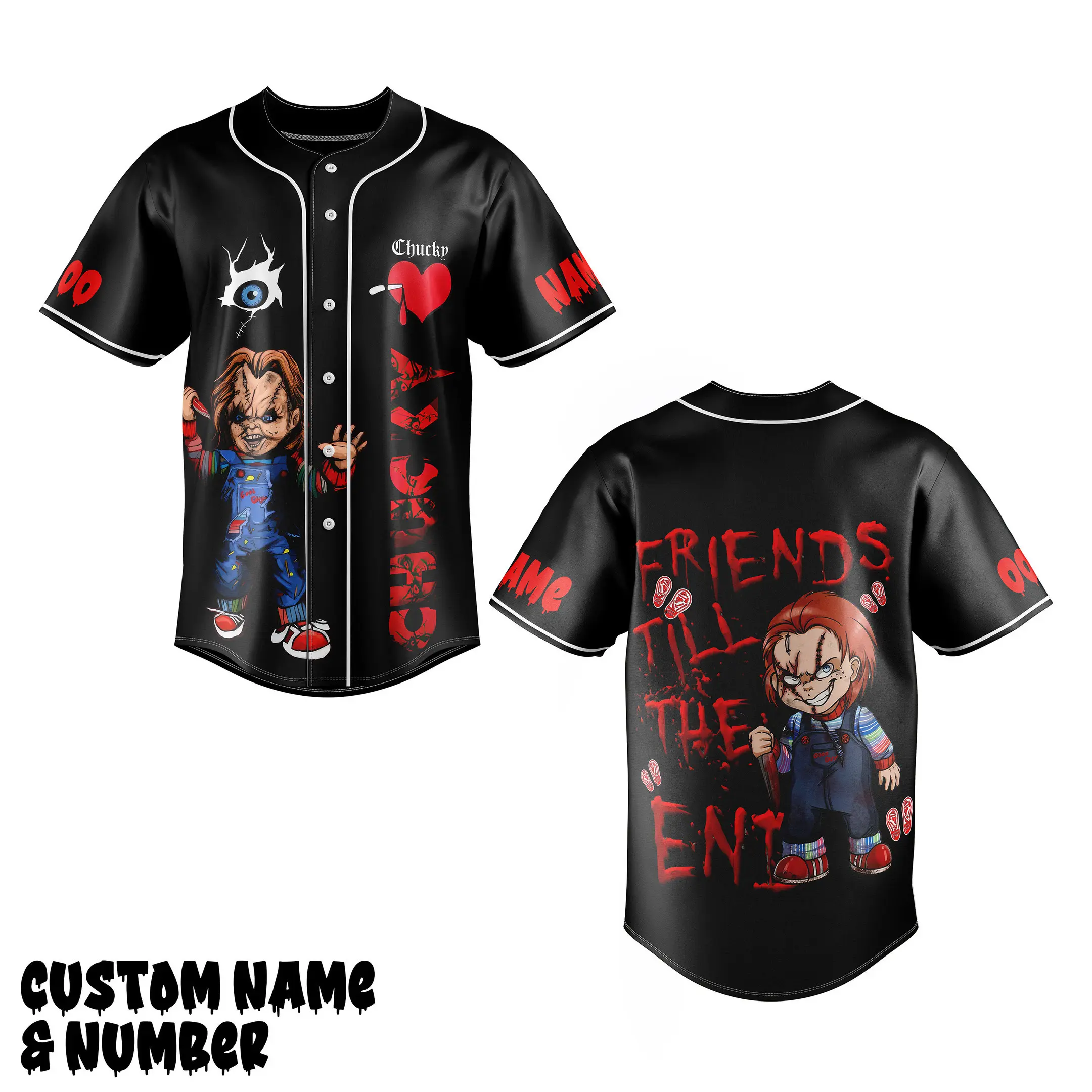 Chucky Friends ’till the End Baseball Jersey For Fans, baseball Jersey Tee (Gift for Men and Women)