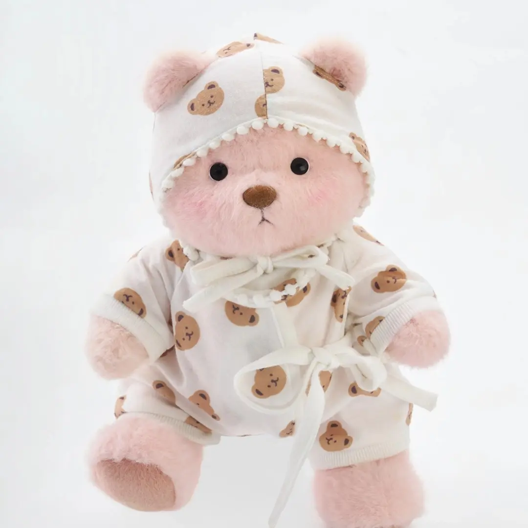 Getahug Pink Handmade Jointed Teddy Bear Stuffed Toy, Polyester, Unisex Cute Stuffed Animals with Plush Elements, Soft Plush, Hand Wash Only or Wipe with Wet Wipes Gift