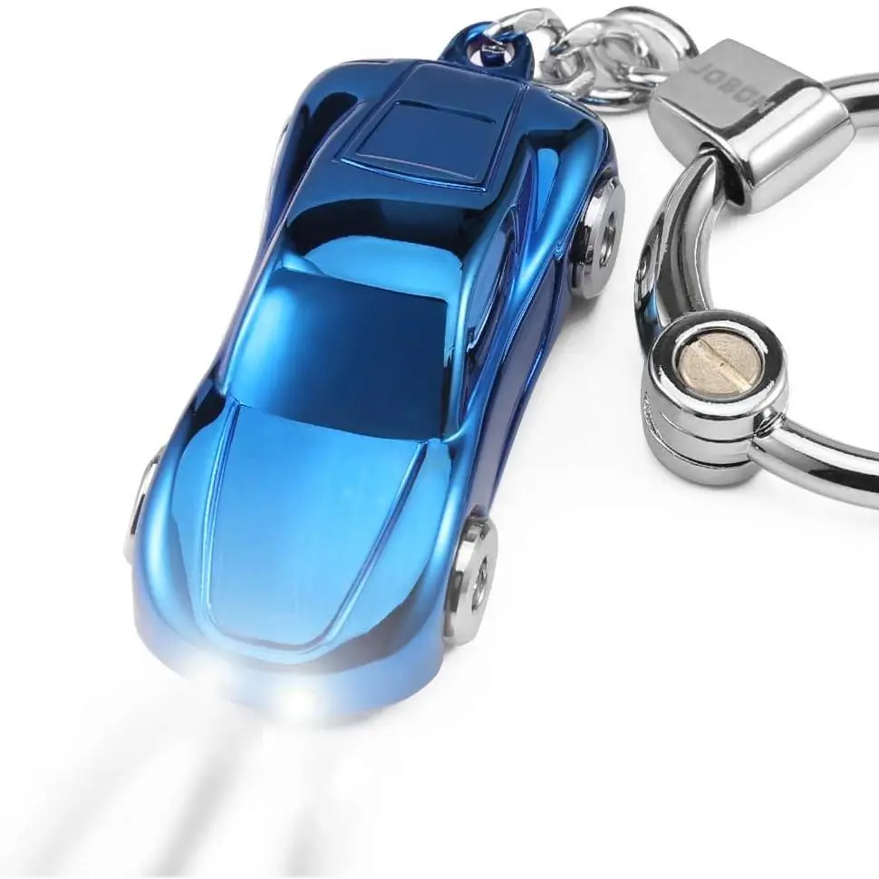 L-KC003 Zinc Alloy Portable 2-in-1 Unisex Keychain - Durable Casual Double-Ring Charm with 2-Mode Bright Mini LED Light Flashlight, Ideal for Office Use, Automobile, Backpack, Purse, Gift for Adults, Car
