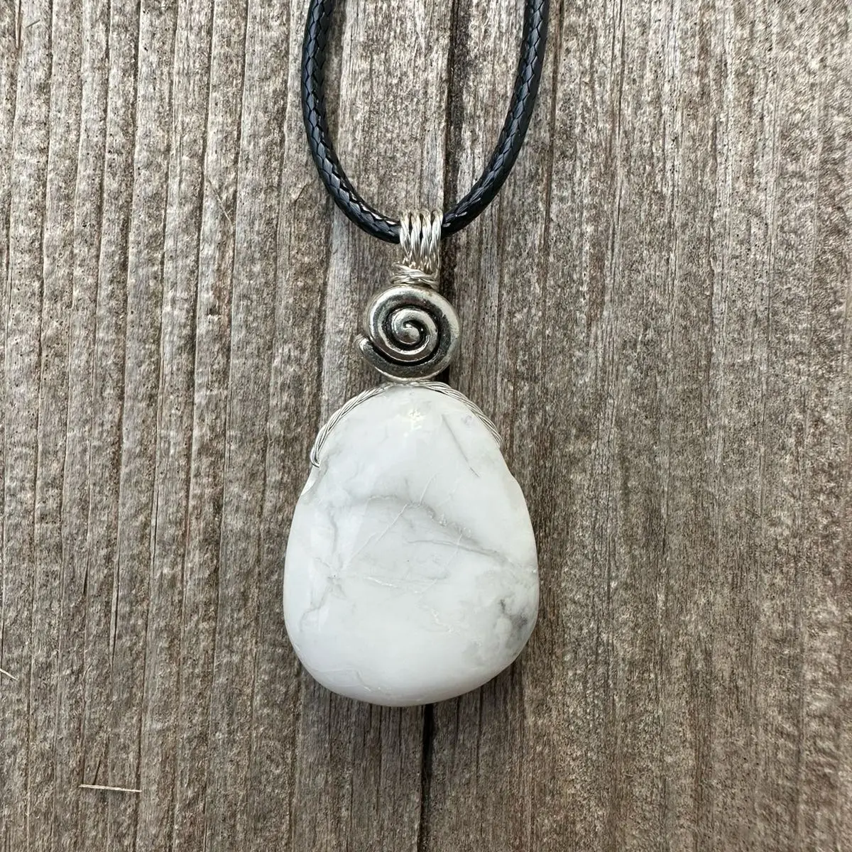 Howlite Necklace for Knowledge. Swirl to Signify Consciousness.