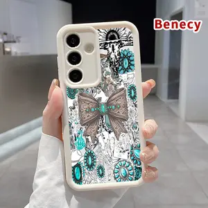 Western Boho Dream Pattern TPU Phone Case Compatible with Samsung Galaxy S26 Ultra S24 S23 Plus S25 S22+ Shockproof Full Camera Protection Durable Slim Silicone Cover Smartphone Casing