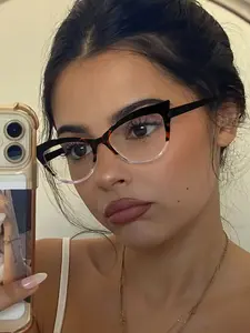 Women's Boho Tortoiseshell Cat Eye Glasses, Vintage Bold Style, Anti-Blue Light, Suitable for Streetwear, Vacation, Daily Wear, Office