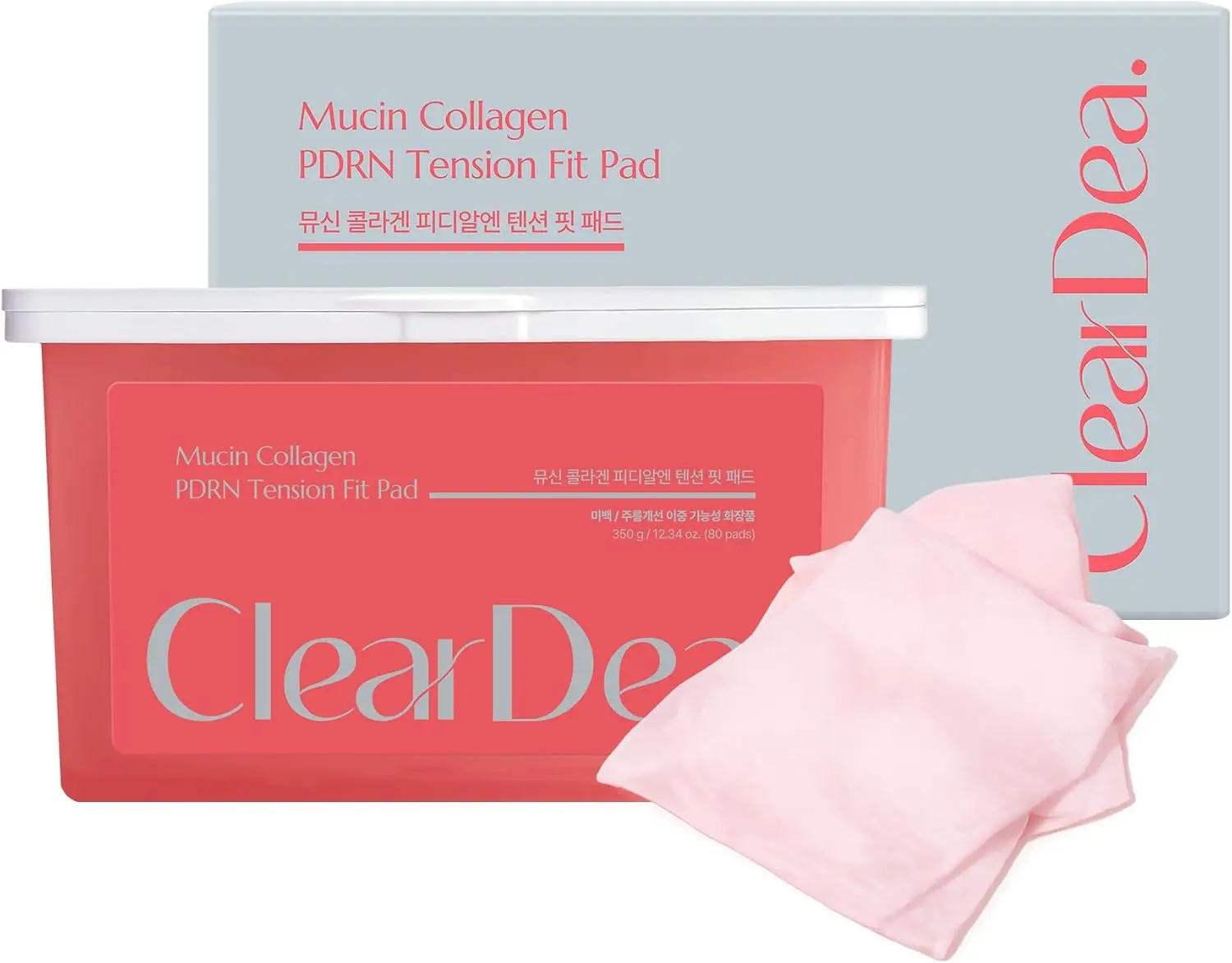 ClearDea Mucin Collagen PDRN Tension Fit Pad 350g, 80Pads