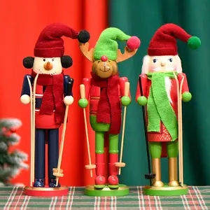 Christmas Snowman Sleigh Nutcracker Walnut Soldier Solid Wood Decoration Gift Craft Ornament