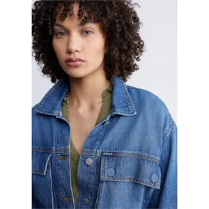 Teagan Women's Boxy Denim Jacket in Authentic Blue - BL15957