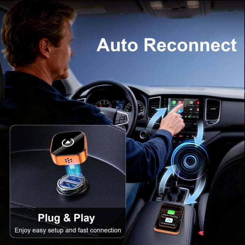 【YURNLV】Mini CarPlay Wired to Wireless Converter, iPhone/Android Compatible, Fast Stable Auto-Connection, No Lag, Hands-Free Calls