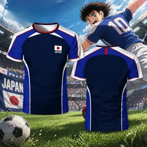 Anime Captain Football T-Shirt – Flag Sport Jersey Style Tee, Casual Streetwear Soccer Shirt for Men Women Kids, Lightweight Summer Fan Apparel