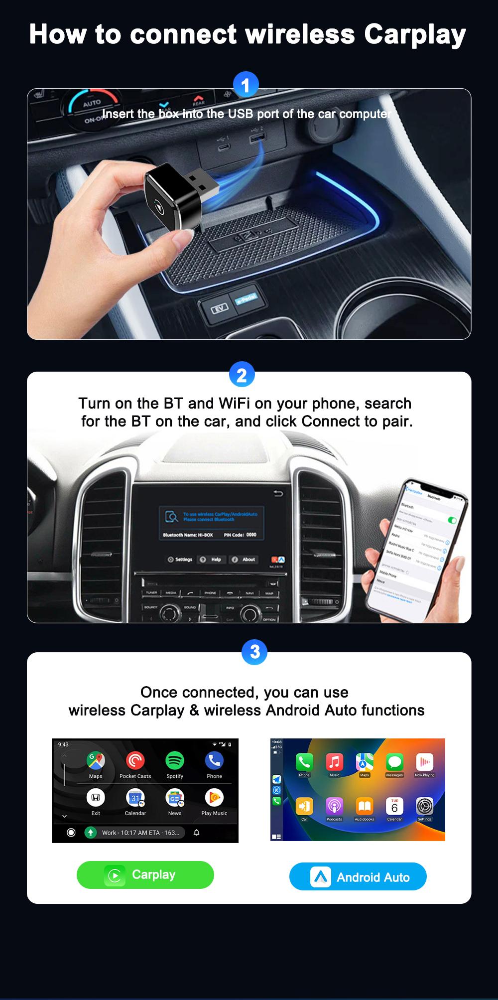 Wireless CarPlay Adapter 2026 Upgrade Mini Design CarPlay dongle/adapter Dual Band 5.8G/2.4G Wifi Bluetooth 5.4, Convert Wired CarPGift lay to Wireless, Support Android Auto Plug and Play gift