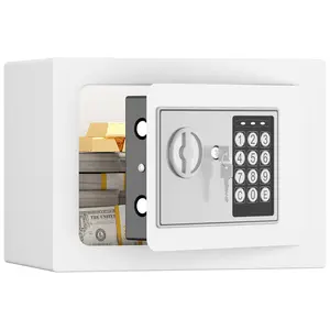 0.23 Cu Ft Mini Safe Box with Digital Keypad & Key Lock, Coin Slot Office Furniture Personal Security Safe for Cash, Jewelry, Documents, Home Office