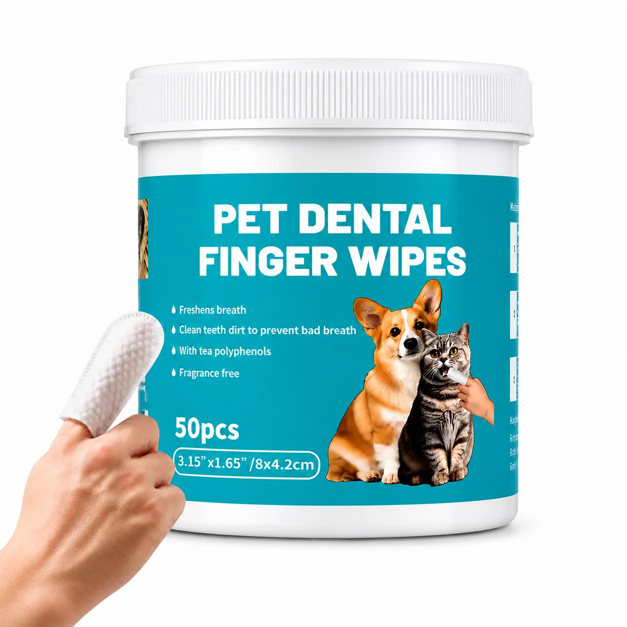 EdenWag Pet Teeth Cleaning Wipes for Dogs & Cats, Vet-Recommended Remove Bad Breath & Plaque & Tartar Buildup, Dog Tooth Brushing Kit, Dog Breath Freshener, Dogs Toothbrush & Toothpaste Alternatives
