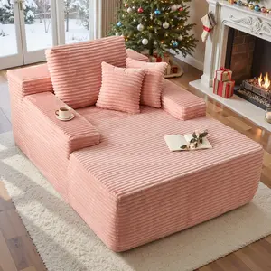 XIZZI Frameless Lounge Chair Recliner Bed, lazy sofa bed, lovesac deep seat, Upholstered Sofa Luxury Plush Corduroy Chair Bed for Living Room, Cloud Couch, Modern Style Cozy Comfy Loveseat, No Assembly Required