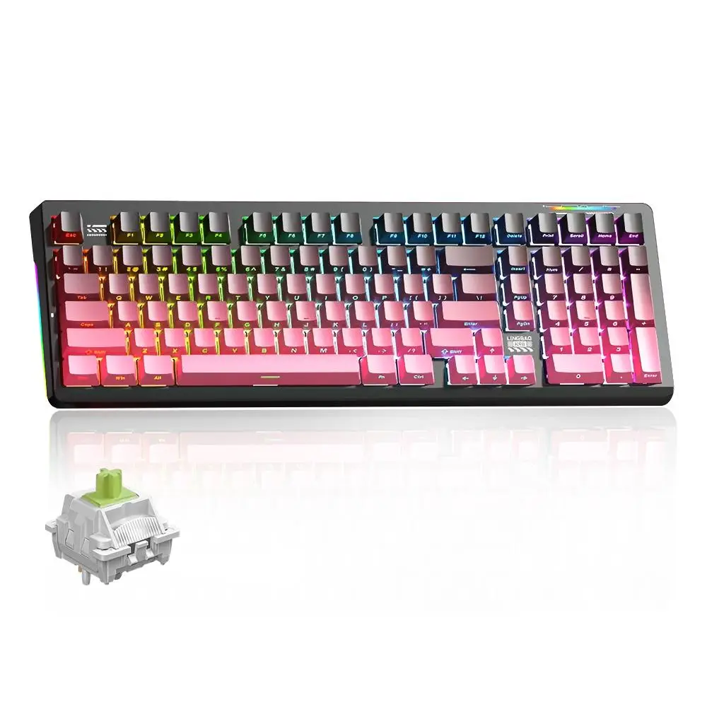 Lingbao K98 Mechanical Keyboard, Rechargeable Wireless Keyboard with RGB Side Light, Gaming Keyboard for Office & Home
