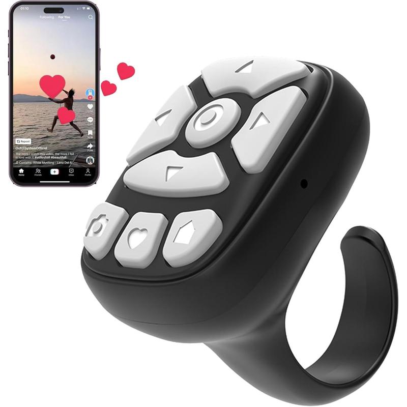 Multifunctional Wireless Remote Control Ring, Selfie Video Controller for Phone, Mobile Remote Control, Automatic Page Turner for Various APP, Selfie Accessories