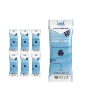 (11,8" x 7,8") Rinse Bathing Wipes | No Rinse Total  Clean, Care and Protection | Enriched with Barrier Effect | Rash Preveneter | Adult Bathing Wipes (6 Packs of 12 Wipes)