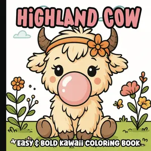 Highland Cow Coloring Book: Bold and Easy Large Print  Images | Simple and Cute , Girl and Boy Cow Images for Adults, Teens and  | 8.5 x 8.5 inches - Paperback