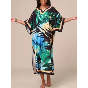 Kaftan Dresses for Women Plus Size Bathing Suit Cover up Vneck Batwing Dress Loose fit Moroccan Caftan mumu Dresses peja  dress Casual Polyester