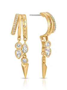 Ettika Icon Behavior Earrings 18k Gold Plated Brass with Cubic Zirconia 1.6" Post Closure Fashion Jewelry