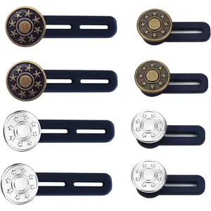 8 count  Button Extenders for Jeans 2 Colors Pants Button Extender No Sewing Pants Extender Metal Buttons 17mm Adjustable  Extenders for Men and Women (4 Pcs Bronze, 4 count )