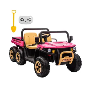 Pink 24V 4WD 6-Wheel All-Terrain Ride-on Dump Truck,2-Seater UTV with Parent Remote Control,Electric Dump Bed & Shovel,Bluetooth Music,LED Headlights for Kids Ages 3-8