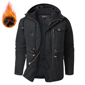 Zaitun Men's Winter Hooded Jacket Windproof Sherpa Lined Fleece Windbreaker Coat Outerwear Warm Parka