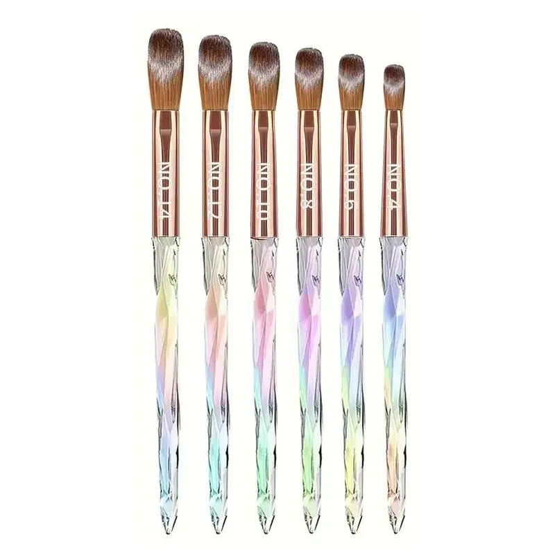 Professional Nail Art Brush Set, 6 Counts Colorful Gradient Nail Art Brush, Manicure Tool for Home & Salon Use, Diy Manicures, Diy Nail Art, Nail Art Supply, Nail Supplies Equipment, Nail Art Tools