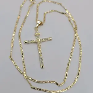 CHRIST ON THE CROSS fashion with clear stones  style  gold-plated beautiful 22"inches chain
