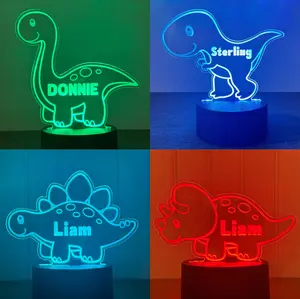 Personalized Dinosaur LED Night Light, Custom acrylic kids night light, kids bedroom decor, led personalized night light, personalized kid gift