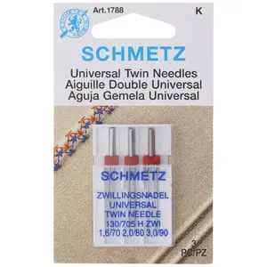 Genuine Schmetz Twin-Triple Needles, 1.6mm/70 Size, 5-Pack S-1788 Sewing Needles - Fits Most Household Sewing Machines, Ideal for Hems & Decorative Stitching