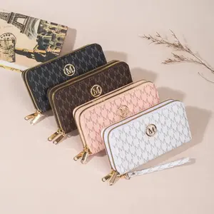 New 2026 M Monogram Print Crossbody Bag for Women: Minimalist Slim Wallet, Card Holder & Zipper Coin Purse