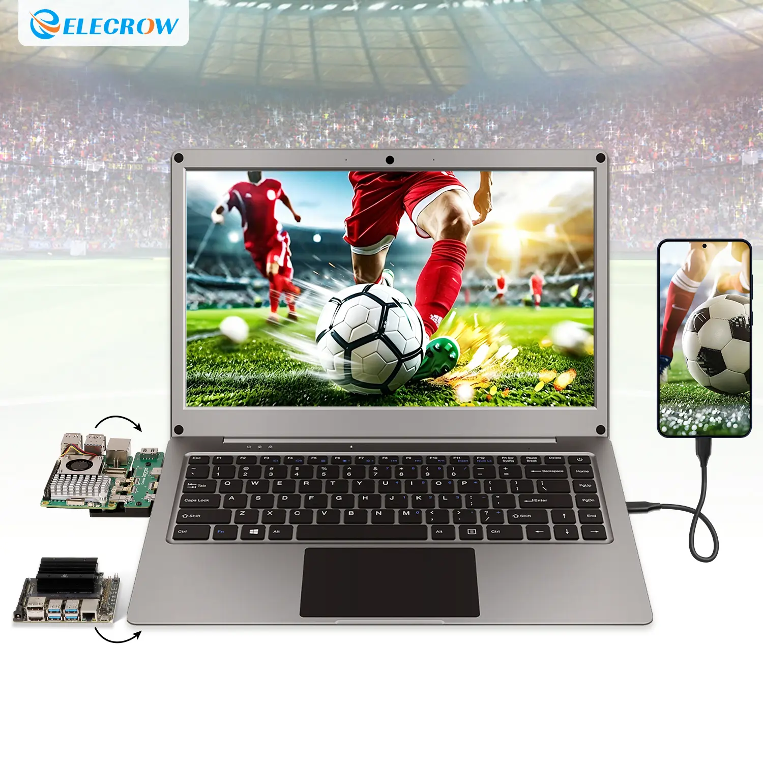 ELECROW CrowView Note-14 Inch Portable Monitor with Keyboard, Lapdock 1080P FHD IPS Display with Built-in Battery