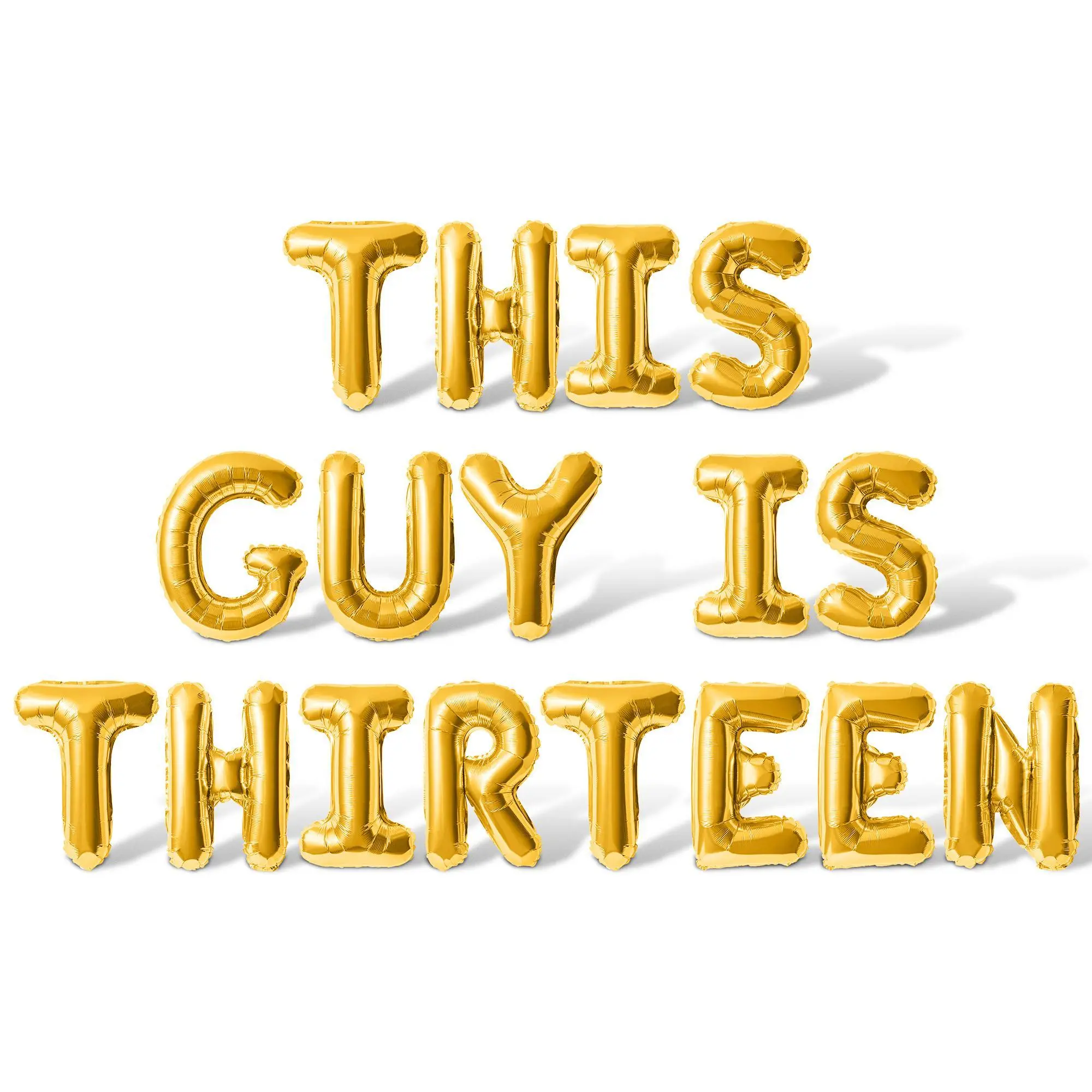 Letter Balloons - THIS GUY IS THIRTEEN 16" Inch Alphabet Letters Foil Mylar Balloon 13th Birthday Party Banner